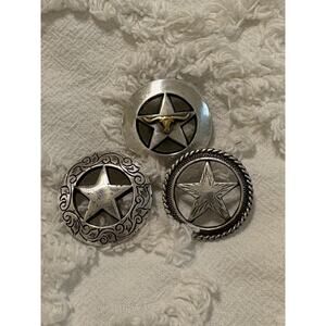 Vintage Western-Style Metal Conchos w/Screw Backs Lot of 3 Stars